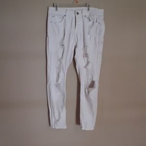 RUE 21 DISTRESSED WHITE SKINNY JEANS 5/6